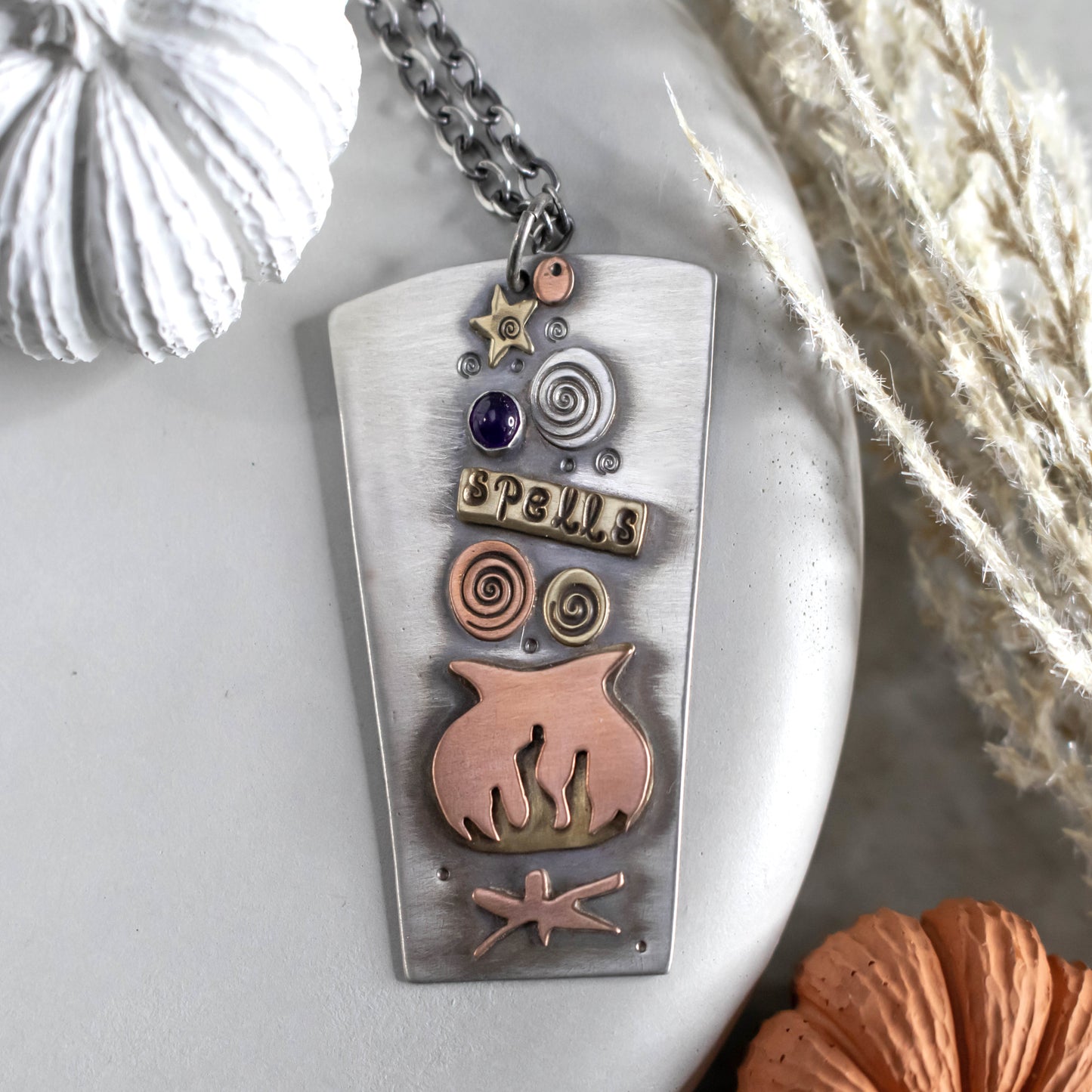 Witches Cauldron Halloween Necklace-Womens-LittleGreenRoomJewelry-LittleGreenRoomJewelry