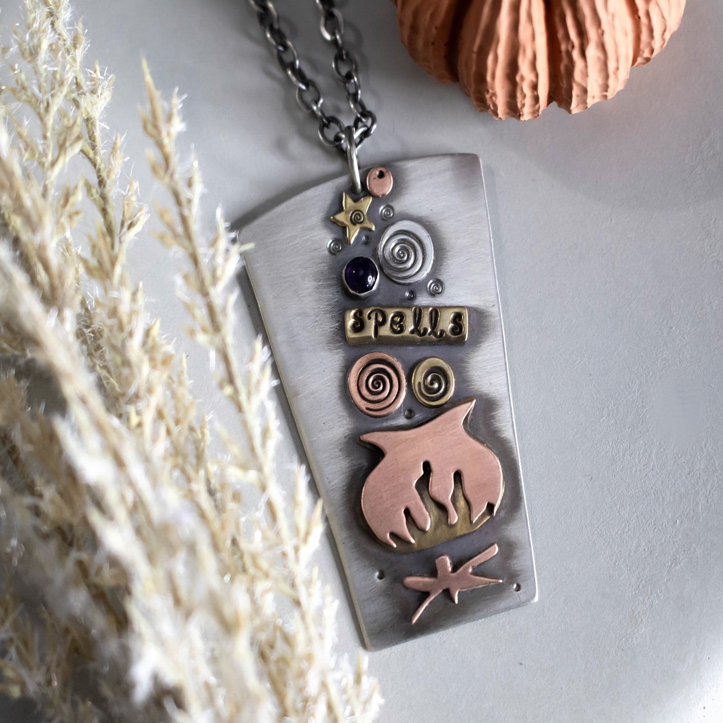 Witches Cauldron Halloween Necklace-Womens-LittleGreenRoomJewelry-LittleGreenRoomJewelry