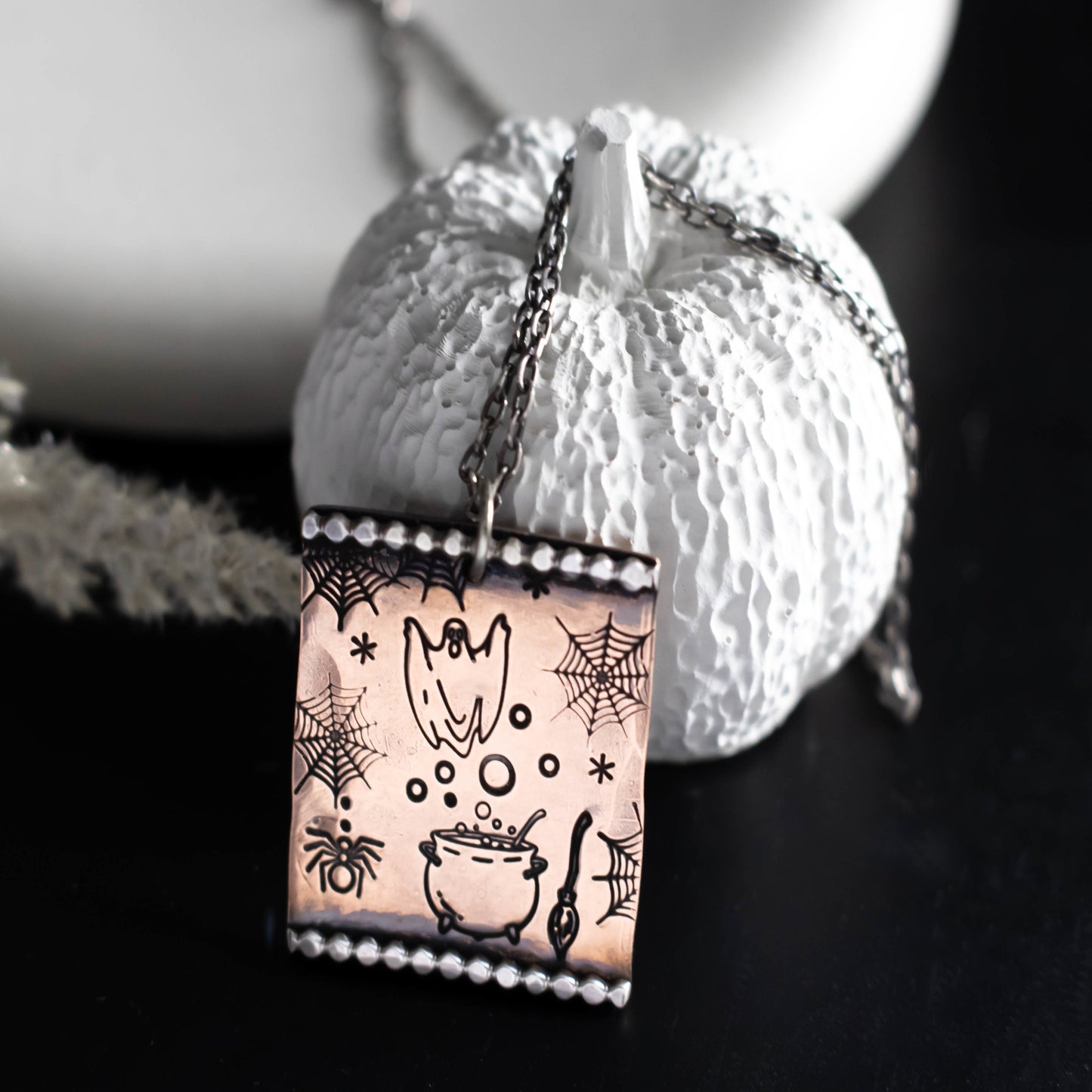 Ghost Halloween Necklace-Womens-LittleGreenRoomJewelry-LittleGreenRoomJewelry