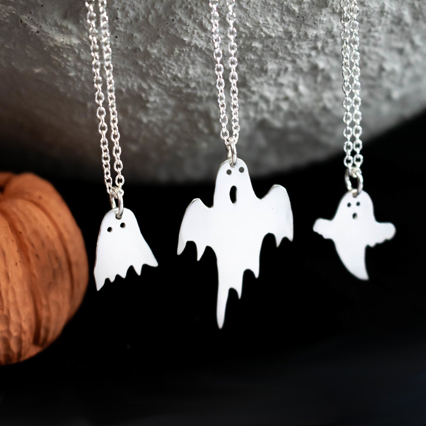 Little Spooky Ghost Halloween Necklace-Womens-LittleGreenRoomJewelry-LittleGreenRoomJewelry