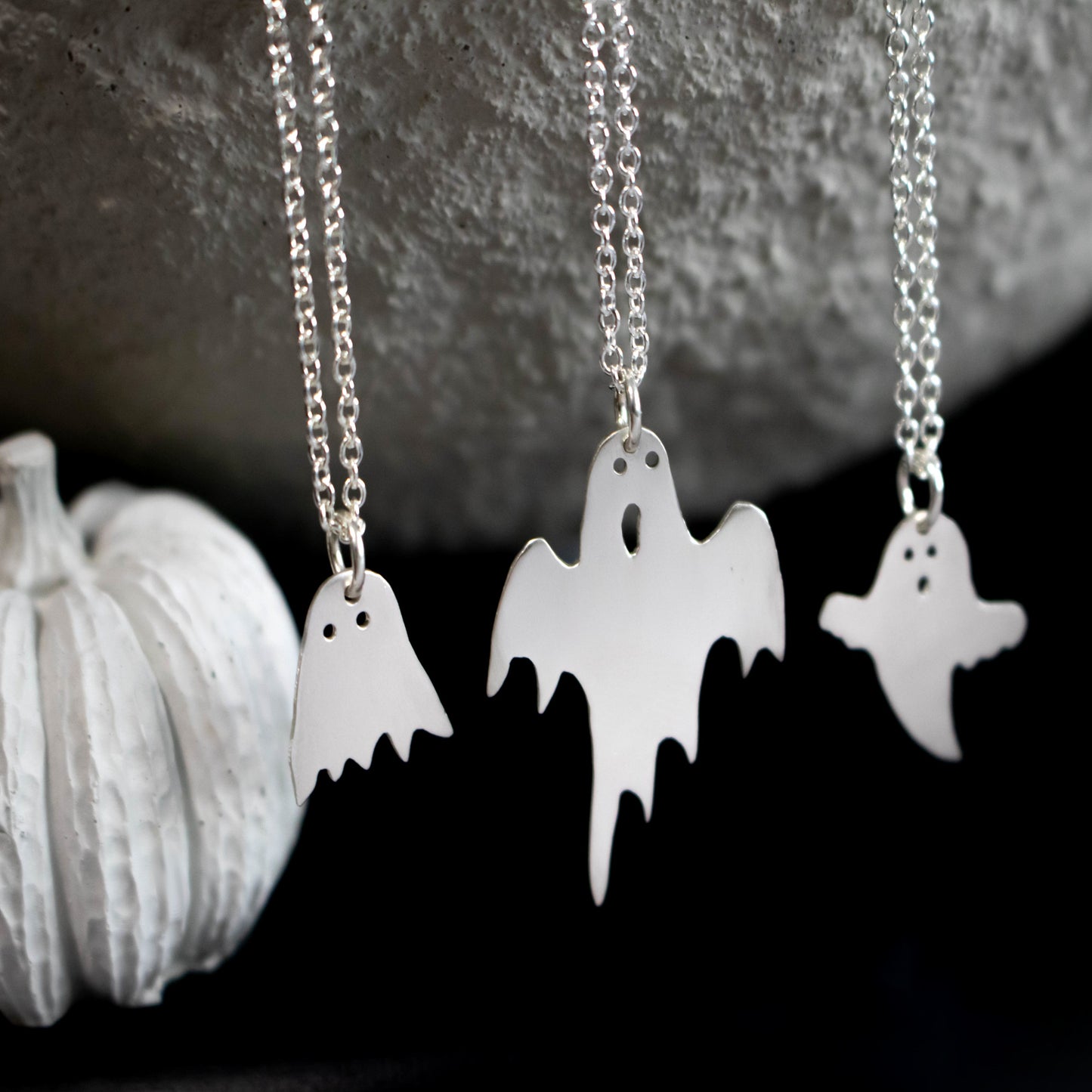 Little Spooky Ghost Halloween Necklace-Womens-LittleGreenRoomJewelry-LittleGreenRoomJewelry