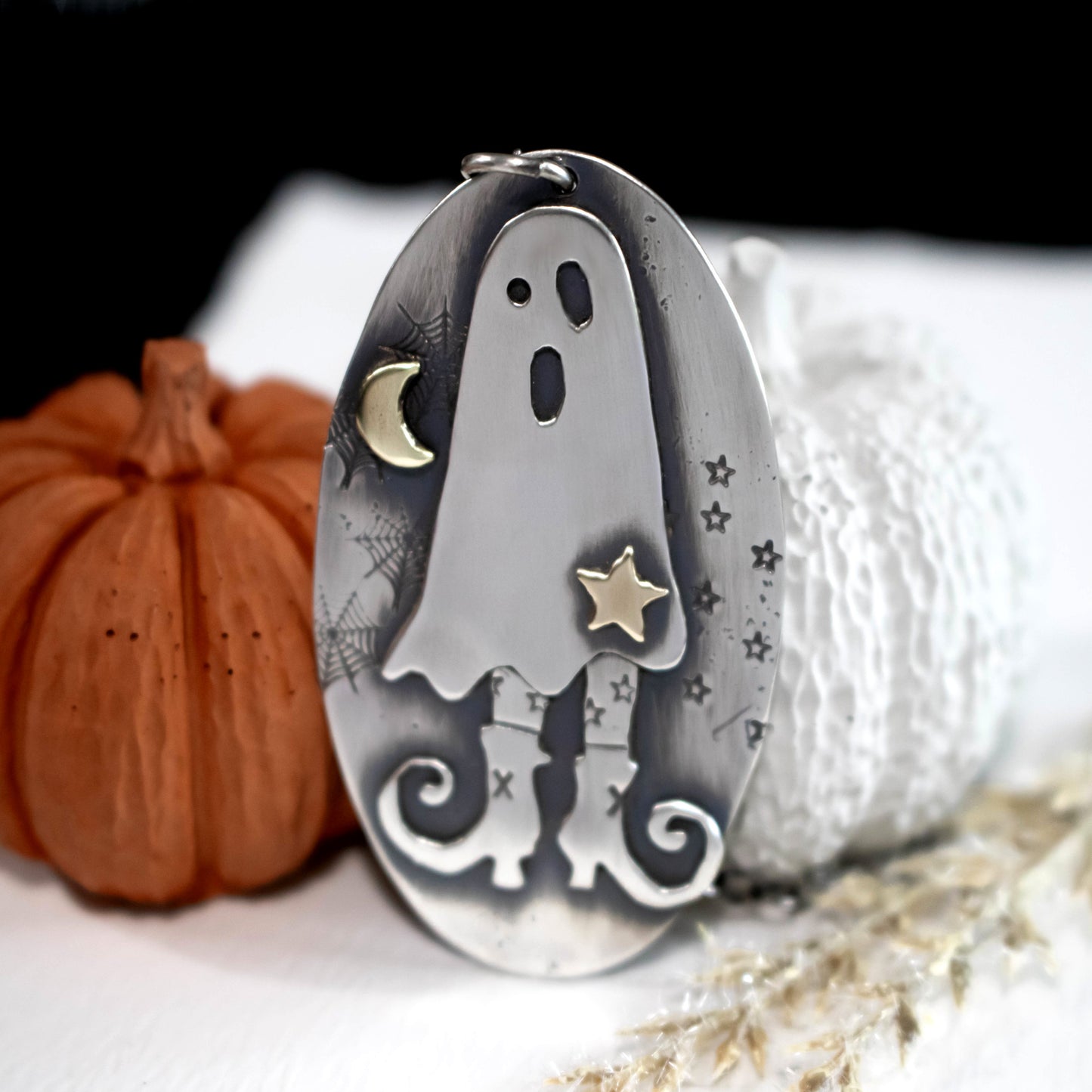 Starla The Ghost Halloween Necklace-Womens-LittleGreenRoomJewelry-LittleGreenRoomJewelry