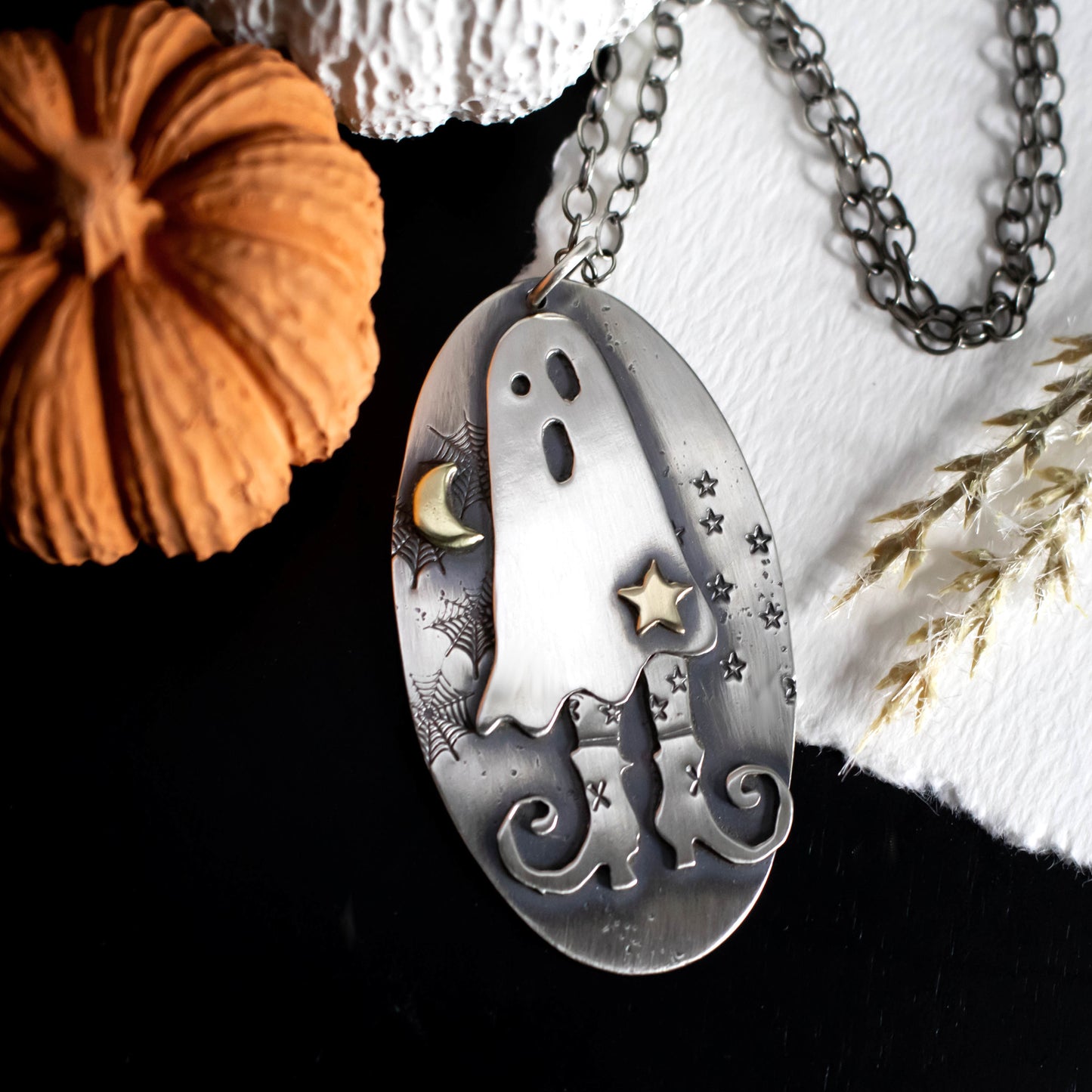 Starla The Ghost Halloween Necklace-Womens-LittleGreenRoomJewelry-LittleGreenRoomJewelry