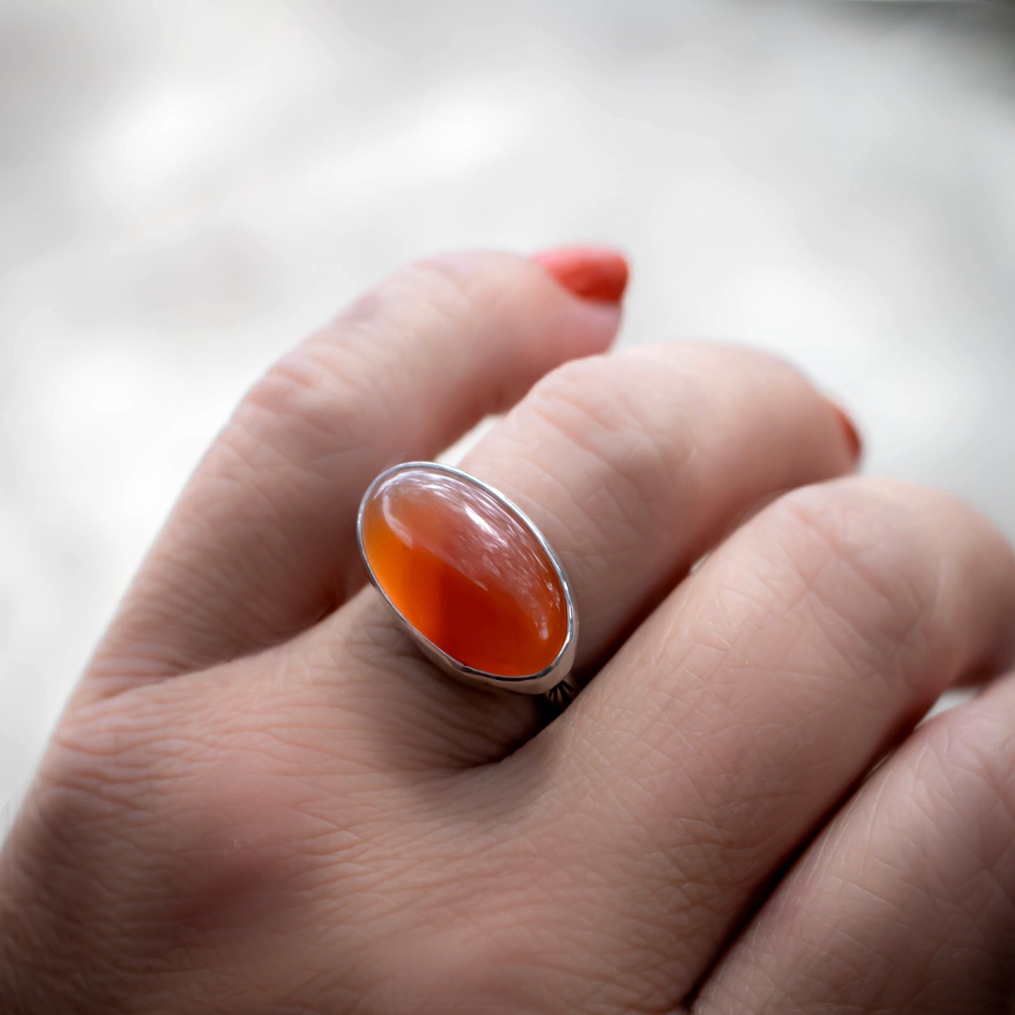 Oval Carnelian Ring-Womens-LittleGreenRoomJewelry-LittleGreenRoomJewelry
