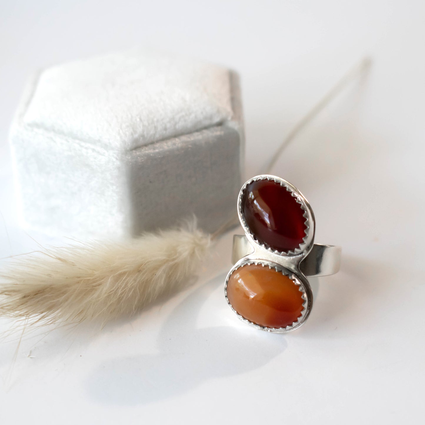 Double Carnelian Stack Statement Ring-Womens-LittleGreenRoomJewelry-LittleGreenRoomJewelry