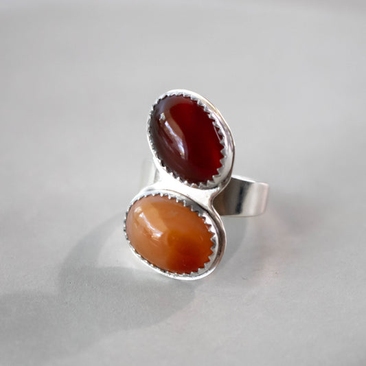 Double Carnelian Stack Statement Ring-Womens-LittleGreenRoomJewelry-LittleGreenRoomJewelry