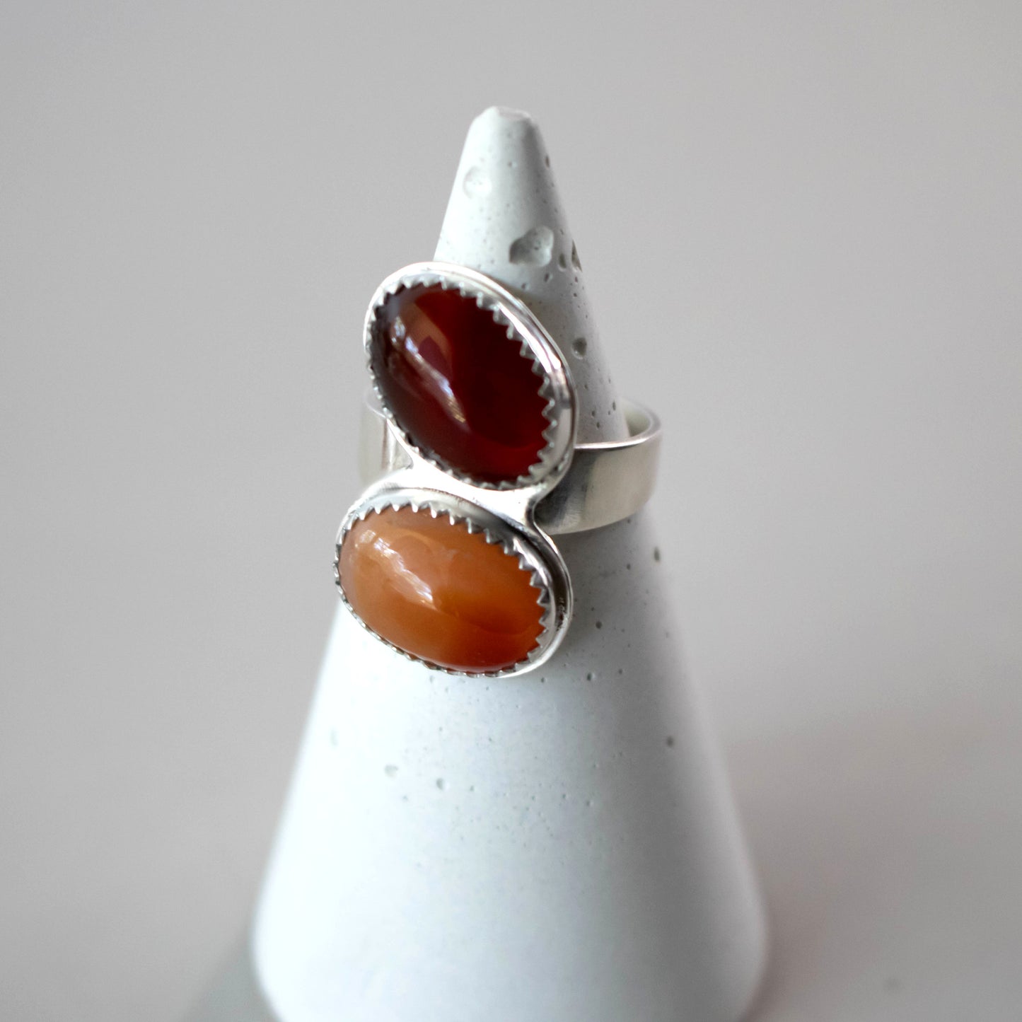 Double Carnelian Stack Statement Ring-Womens-LittleGreenRoomJewelry-LittleGreenRoomJewelry