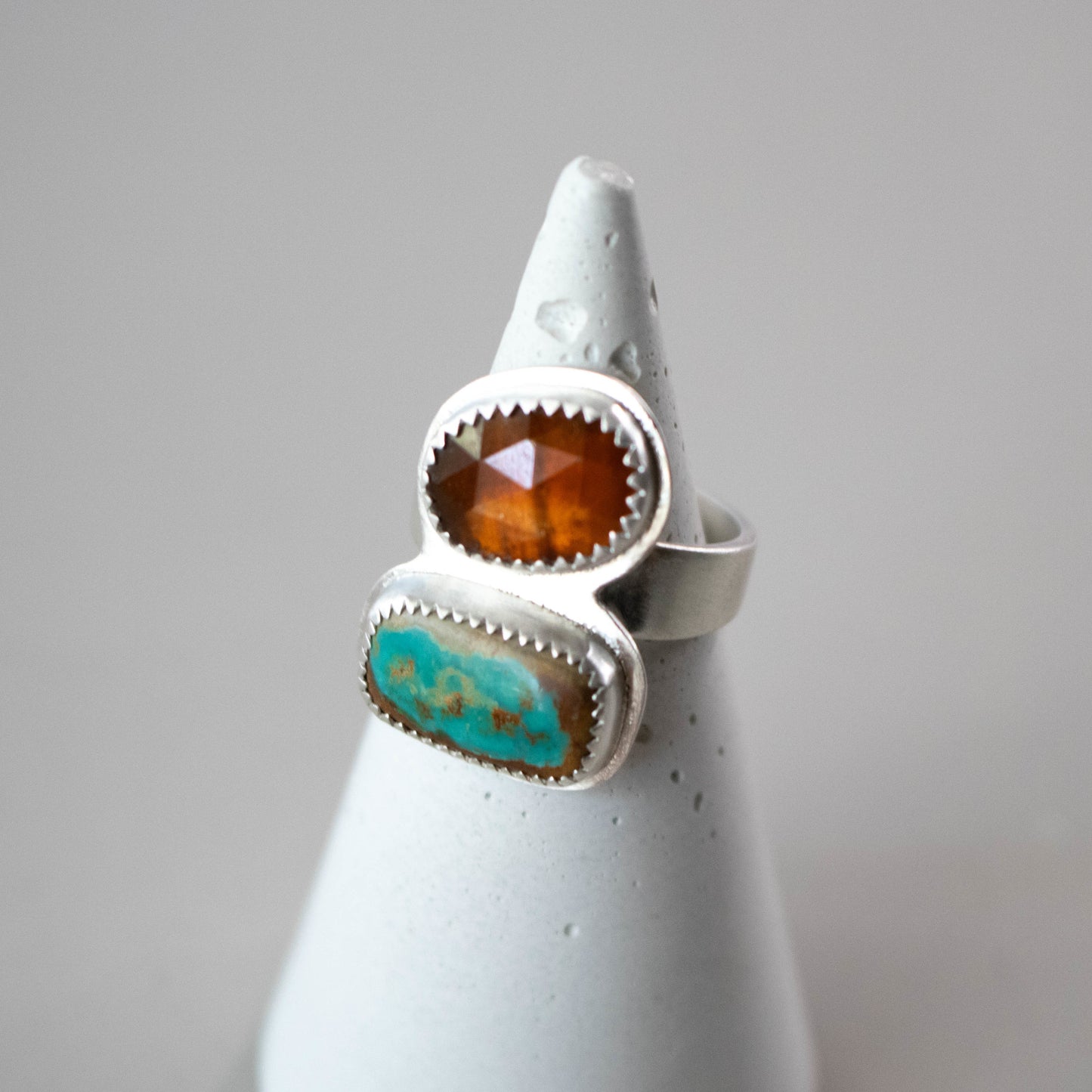 Turquoise And Orange Kyanite Statement Ring-Womens-LittleGreenRoomJewelry-LittleGreenRoomJewelry