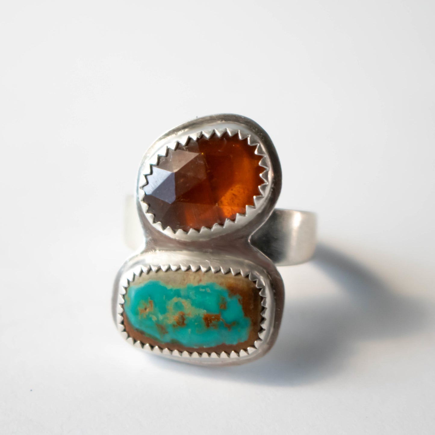 Turquoise And Orange Kyanite Statement Ring-Womens-LittleGreenRoomJewelry-LittleGreenRoomJewelry