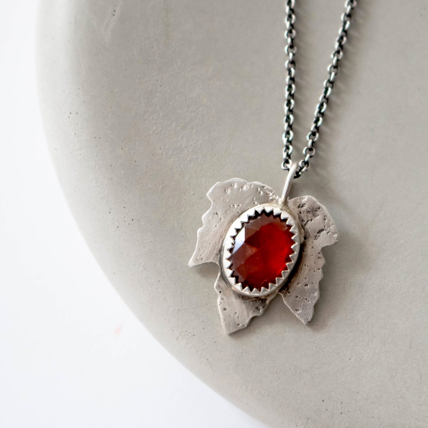 Hessonite Garnet Leaf Necklace-Womens-LittleGreenRoomJewelry-LittleGreenRoomJewelry
