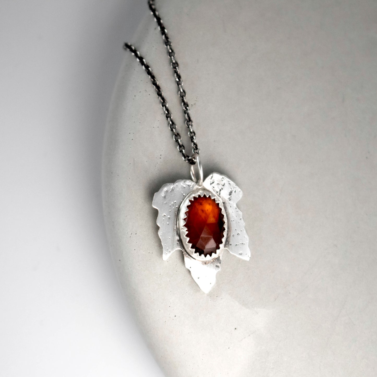 Hessonite Garnet Leaf Necklace-Womens-LittleGreenRoomJewelry-LittleGreenRoomJewelry