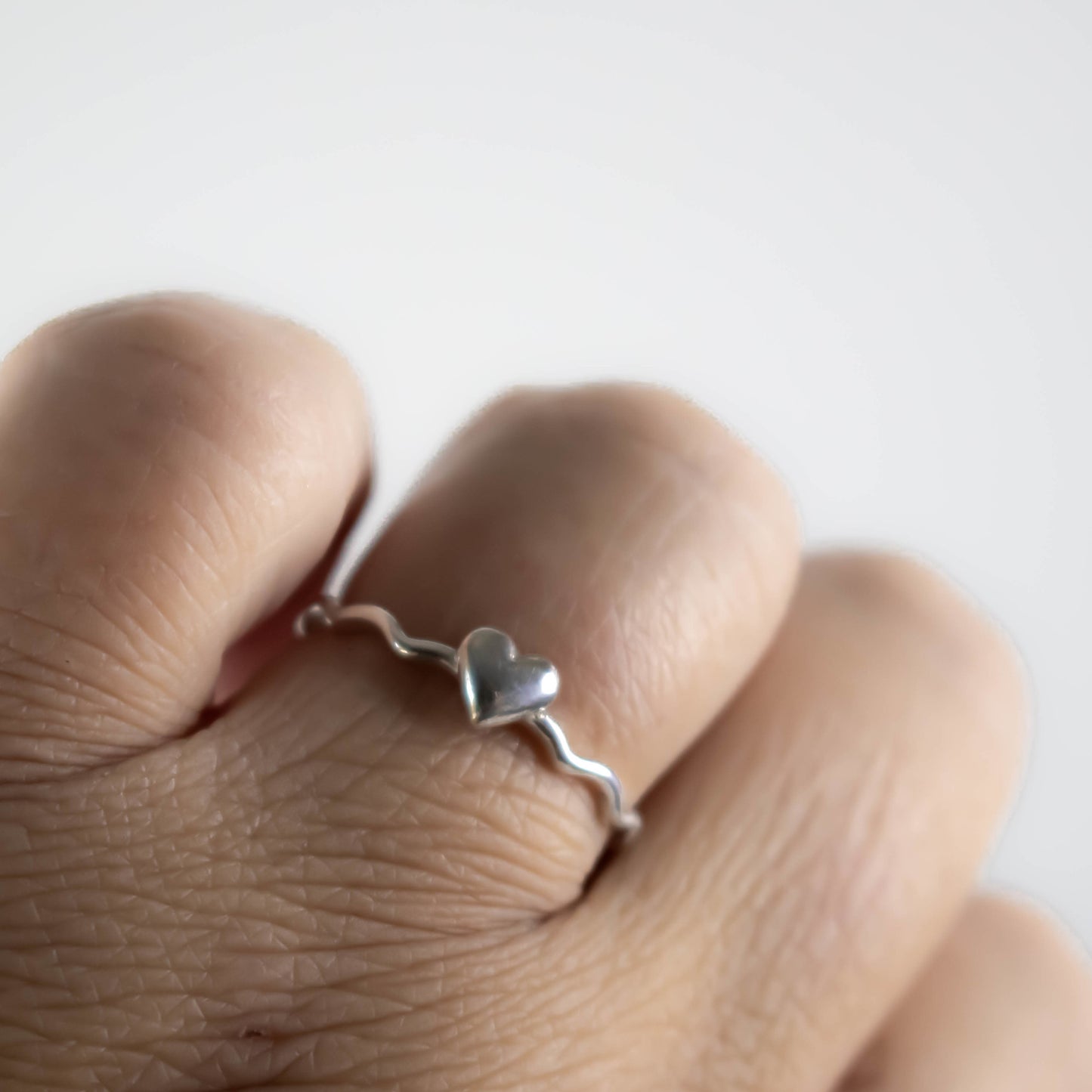 Remember Me Wavy Sterling Silver Heart Stacking Ring-Womens-LittleGreenRoomJewelry-LittleGreenRoomJewelry