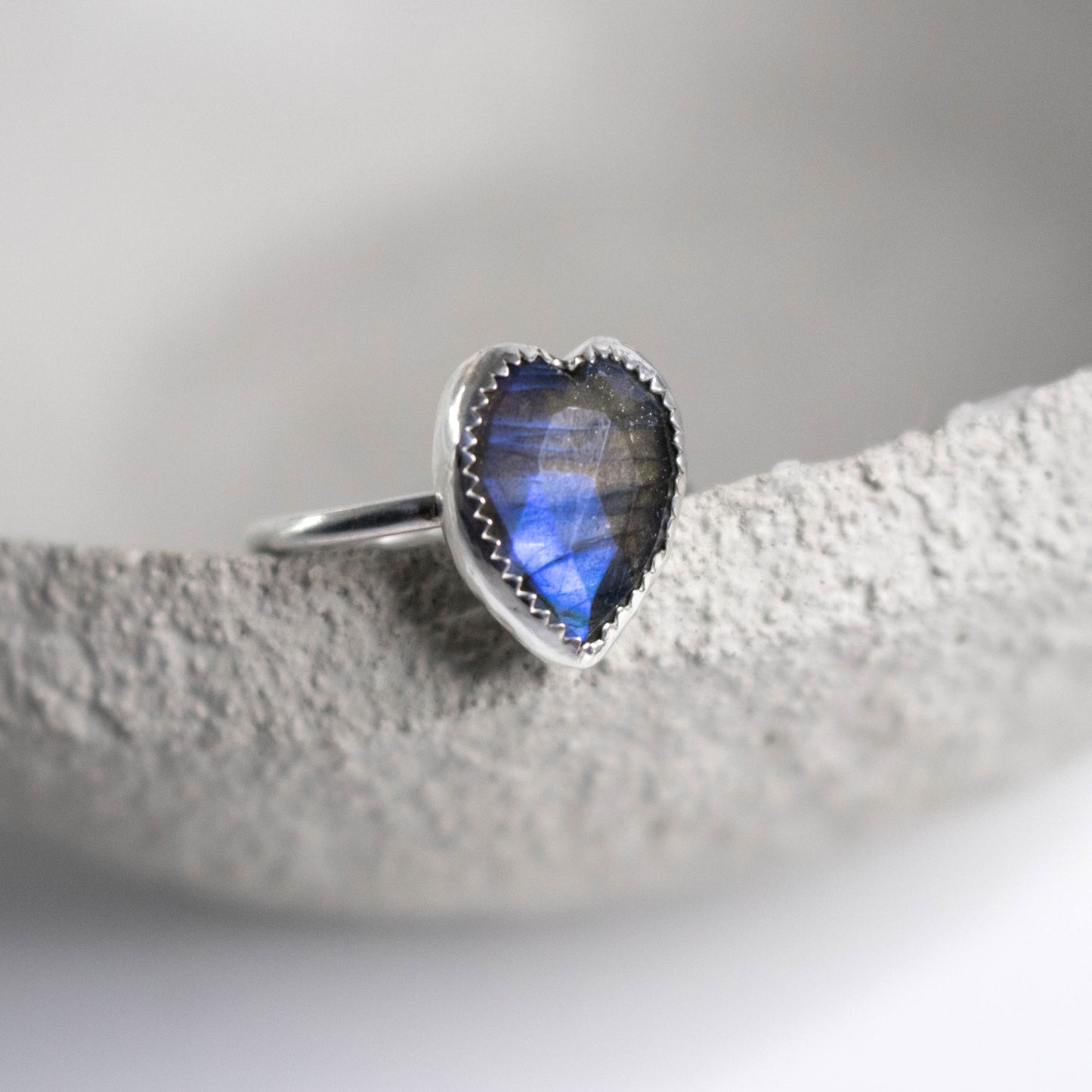 Size 9 Blue Heart Labradorite Stacking Ring-Womens-LittleGreenRoomJewelry-LittleGreenRoomJewelry