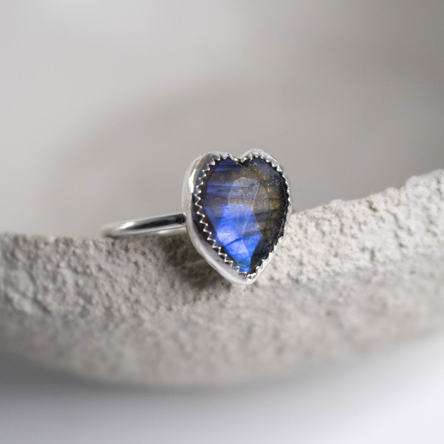 Size 9 Blue Heart Labradorite Stacking Ring-Womens-LittleGreenRoomJewelry-LittleGreenRoomJewelry