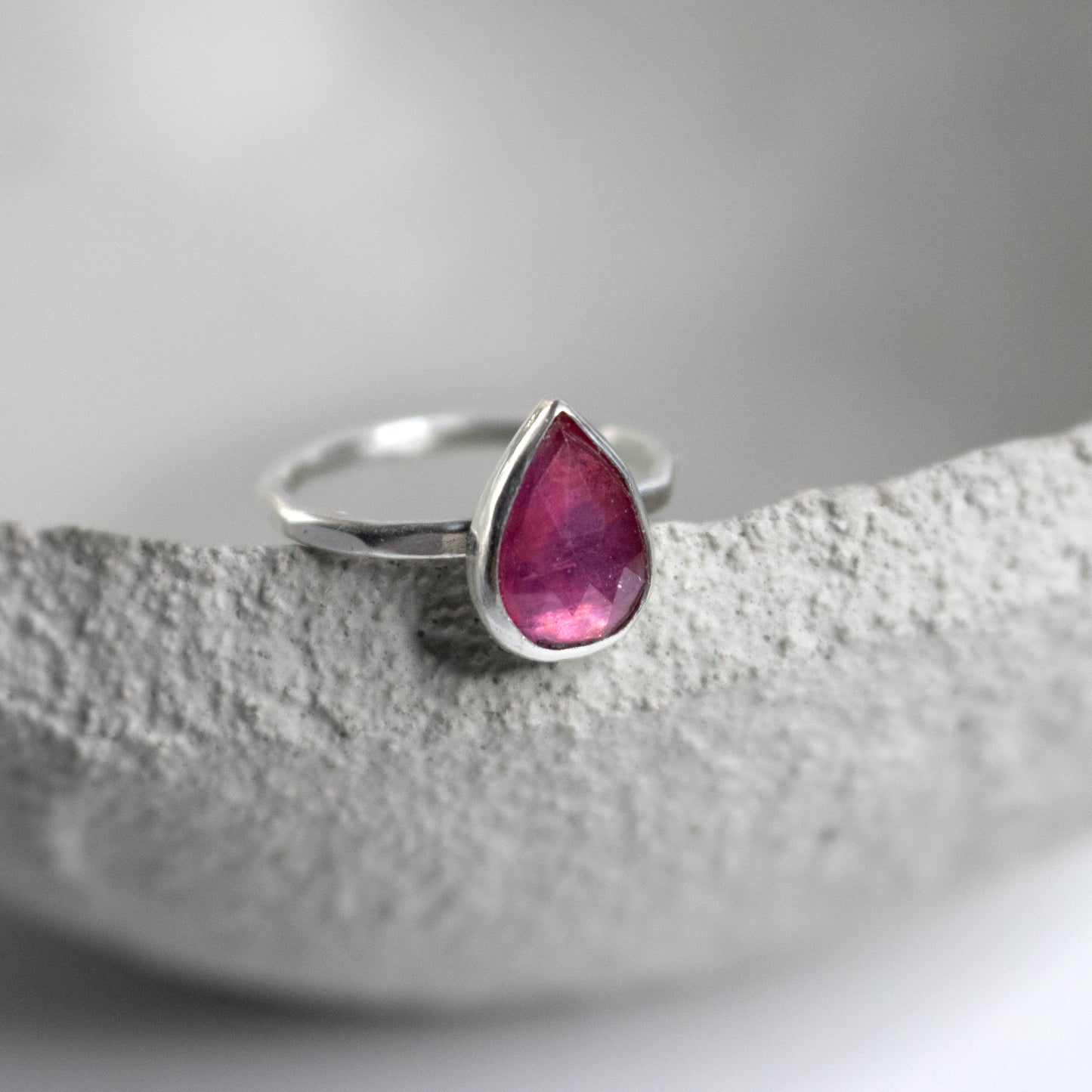 Faceted Pink Sapphire Pear Shaped Ring Size 7.5-Womens-LittleGreenRoomJewelry-LittleGreenRoomJewelry