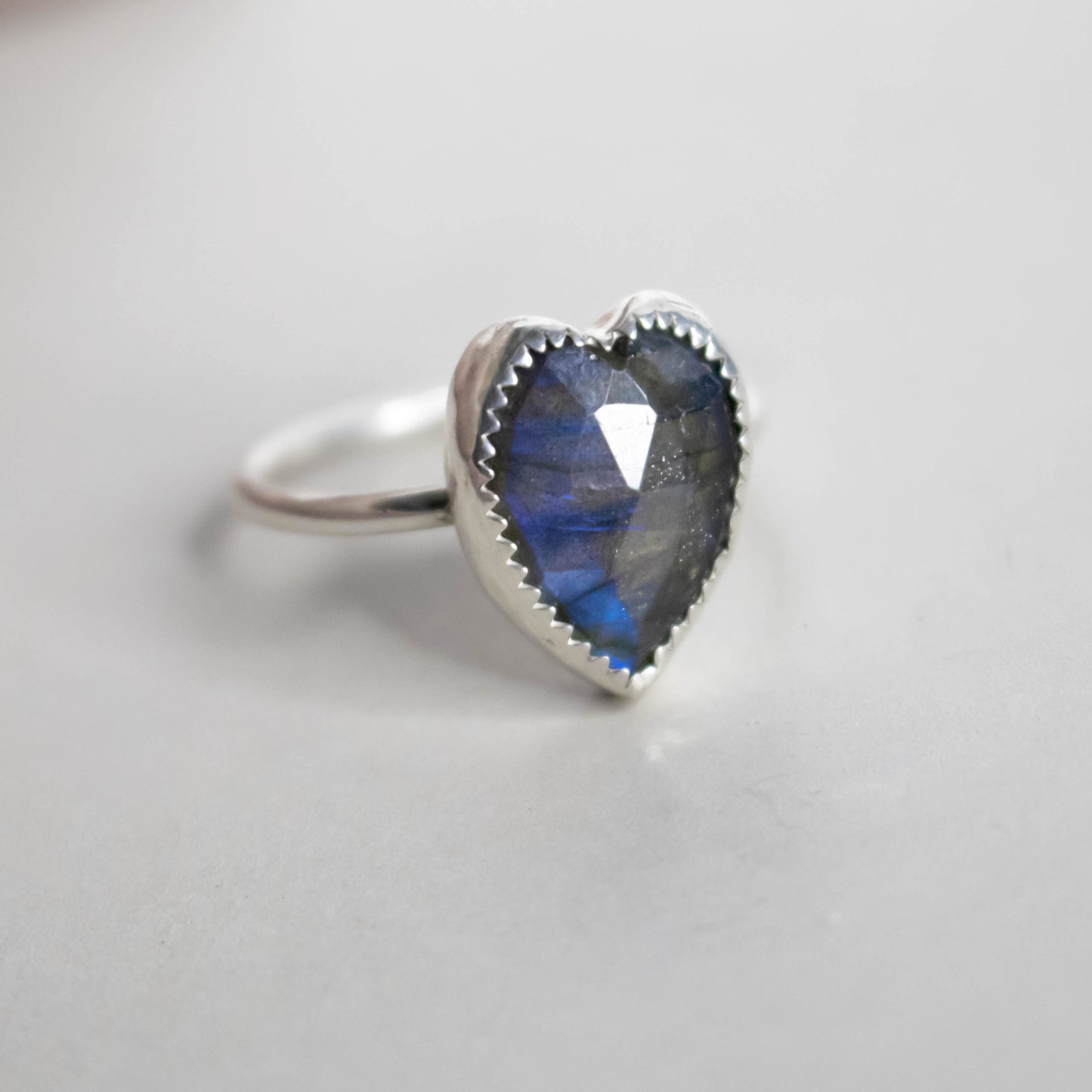 Size 9 Blue Heart Labradorite Stacking Ring-Womens-LittleGreenRoomJewelry-LittleGreenRoomJewelry