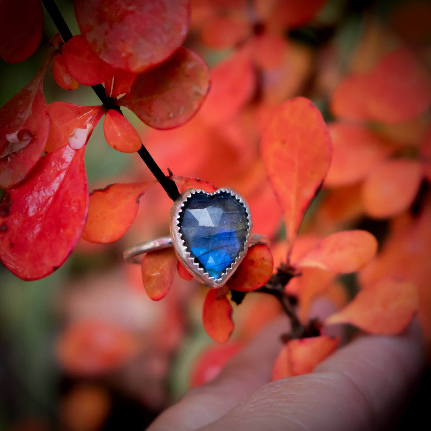 Size 9 Blue Heart Labradorite Stacking Ring-Womens-LittleGreenRoomJewelry-LittleGreenRoomJewelry