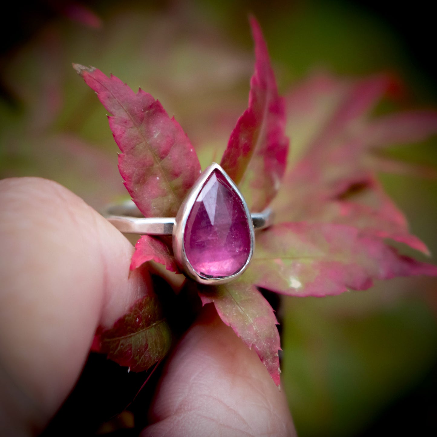 Faceted Pink Sapphire Pear Shaped Ring Size 7.5-Womens-LittleGreenRoomJewelry-LittleGreenRoomJewelry
