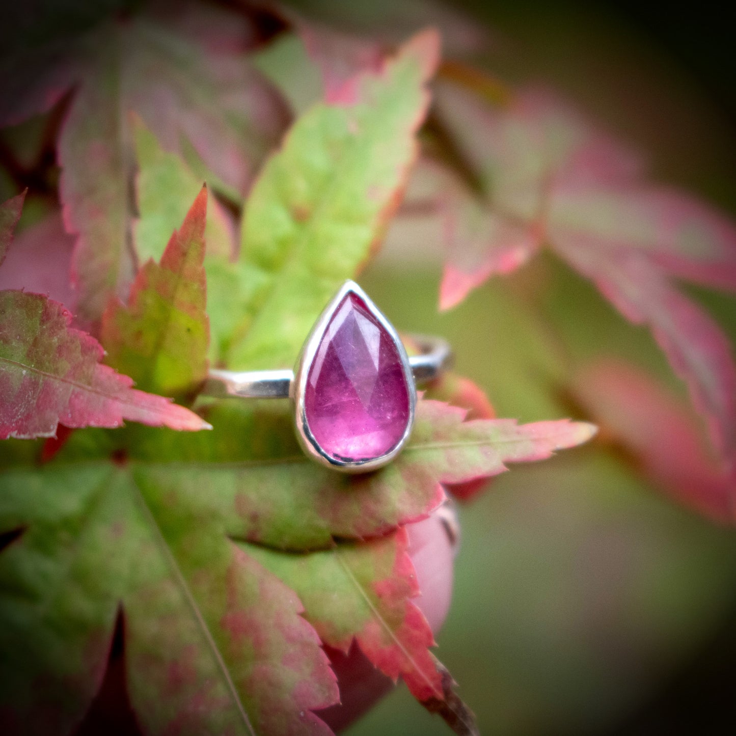 Faceted Pink Sapphire Pear Shaped Ring Size 7.5-Womens-LittleGreenRoomJewelry-LittleGreenRoomJewelry