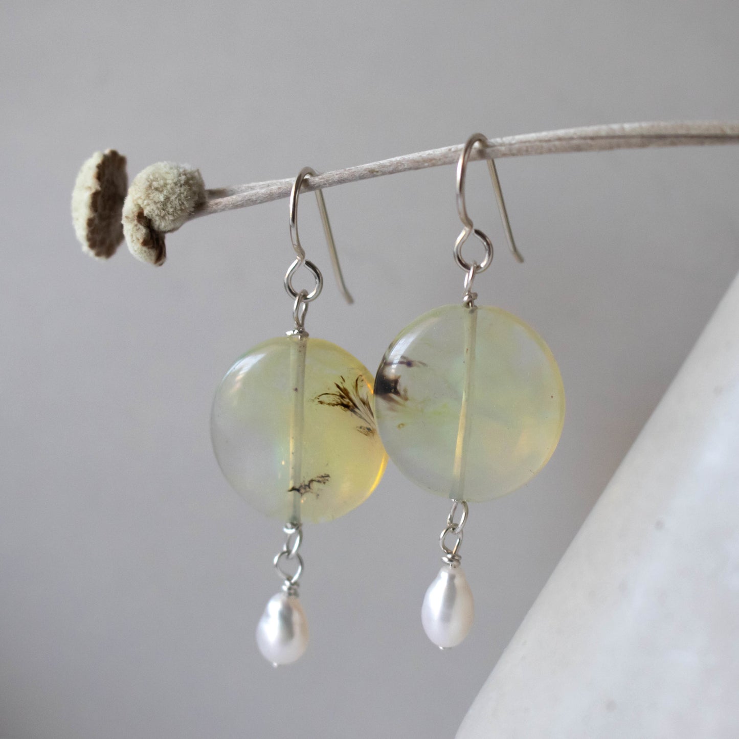 Pale Yellow Beaded Freshwater Pearl Earrings-Womens-LittleGreenRoomJewelry-LittleGreenRoomJewelry