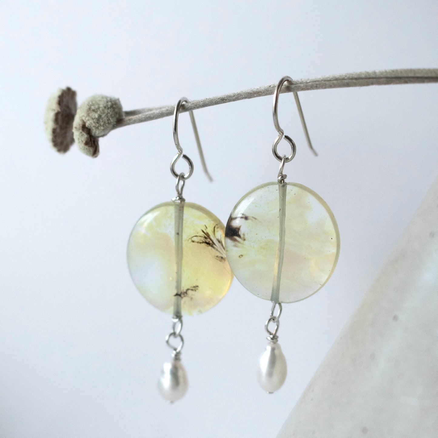 Pale Yellow Beaded Freshwater Pearl Earrings-Womens-LittleGreenRoomJewelry-LittleGreenRoomJewelry
