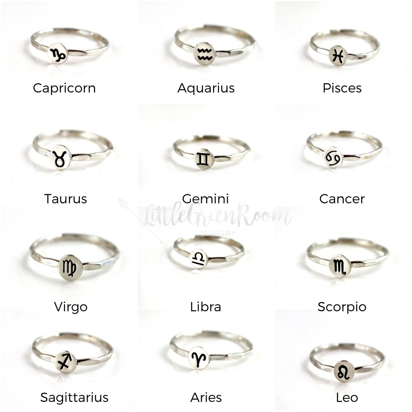 Zodiac Symbol Rings-Womens-LittleGreenRoomJewelry-LittleGreenRoomJewelry
