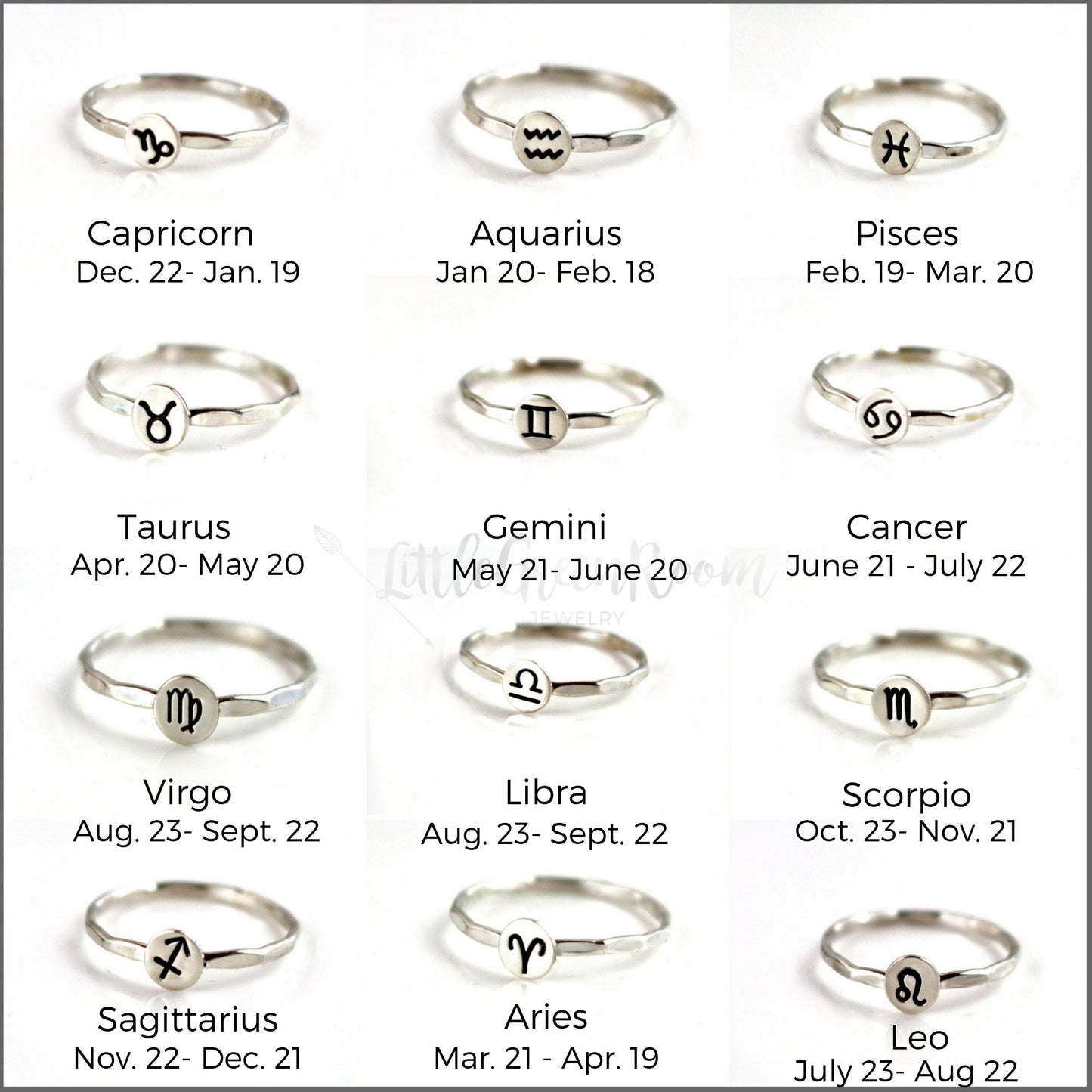 Zodiac Symbol Rings-Womens-LittleGreenRoomJewelry-LittleGreenRoomJewelry
