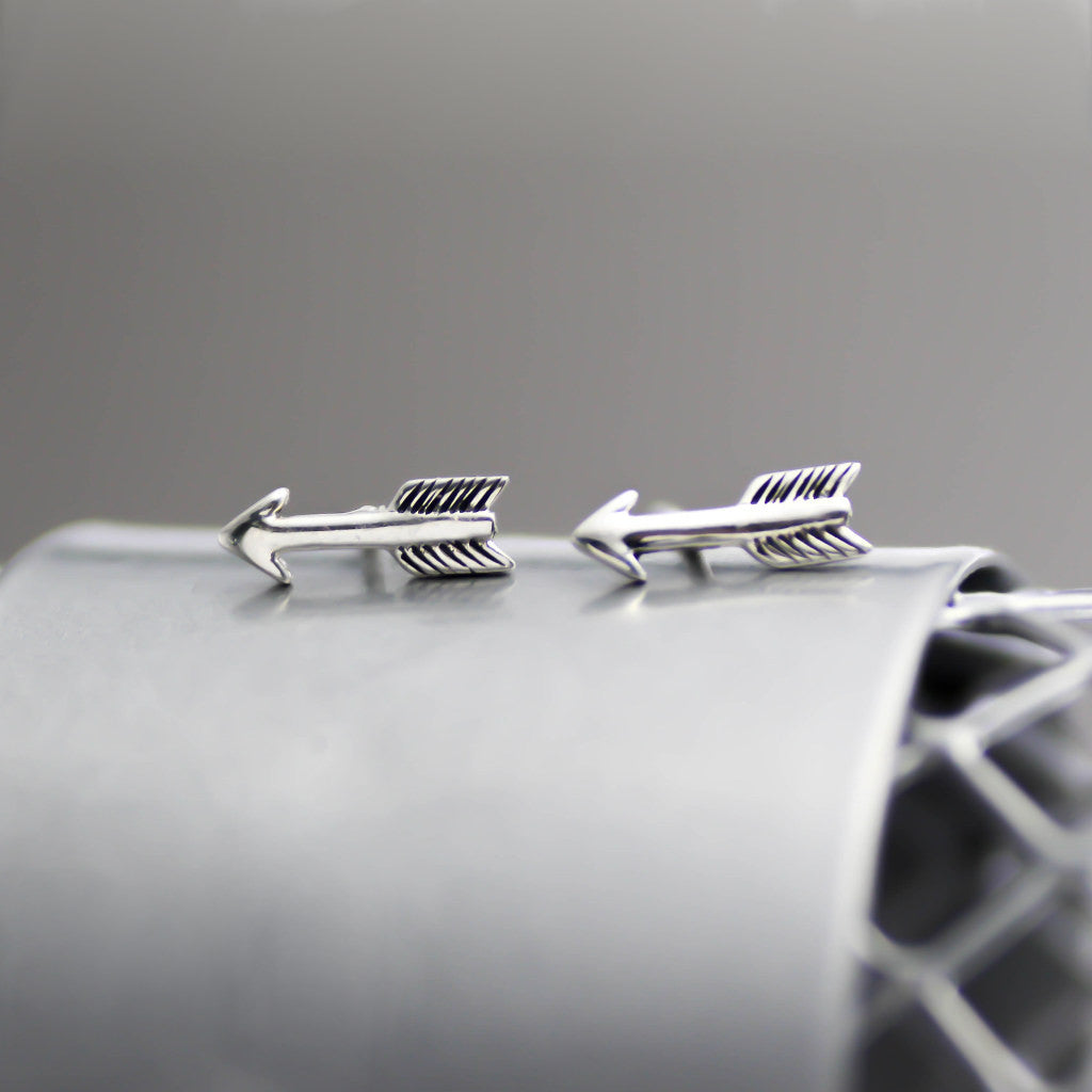 Boho Arrow Earrings- Stud Earrings- Sterling Silver Stud Earrings-Womens-LittleGreenRoomJewelry-LittleGreenRoomJewelry