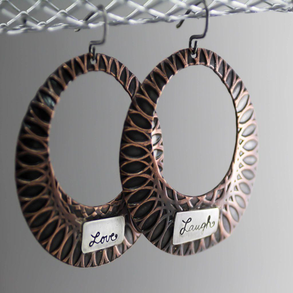 Womens Rustic Copper Hoop Earrings- Artisan Hoop Earrings-Womens Rustic-LittleGreenRoomJewelry-LittleGreenRoomJewelry