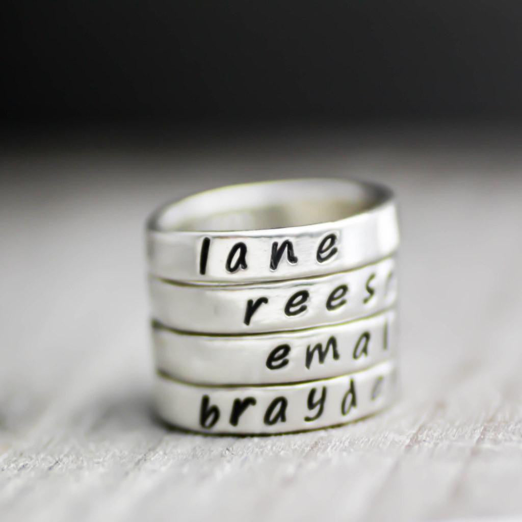 Personalized Custom Word Rings-Sterling Silver Name Rings-Womens-LittleGreenRoomJewelry-LittleGreenRoomJewelry