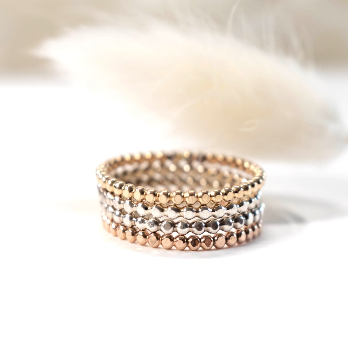 Gold And Silver Beaded Stacking Bands-Womens-LittleGreenRoomJewelry-LittleGreenRoomJewelry