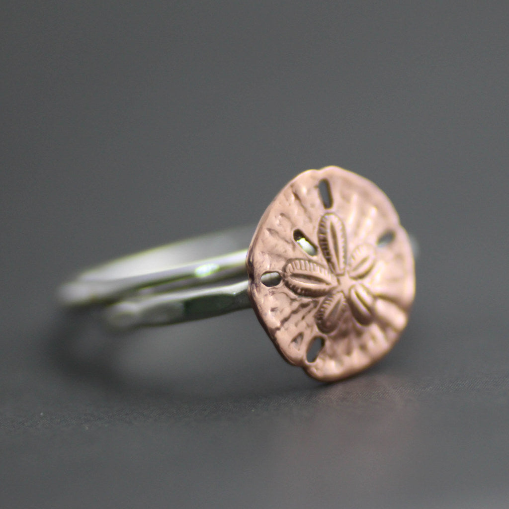 Copper Sand Dollar Stack Ring-Womens-LittleGreenRoomJewelry-LittleGreenRoomJewelry