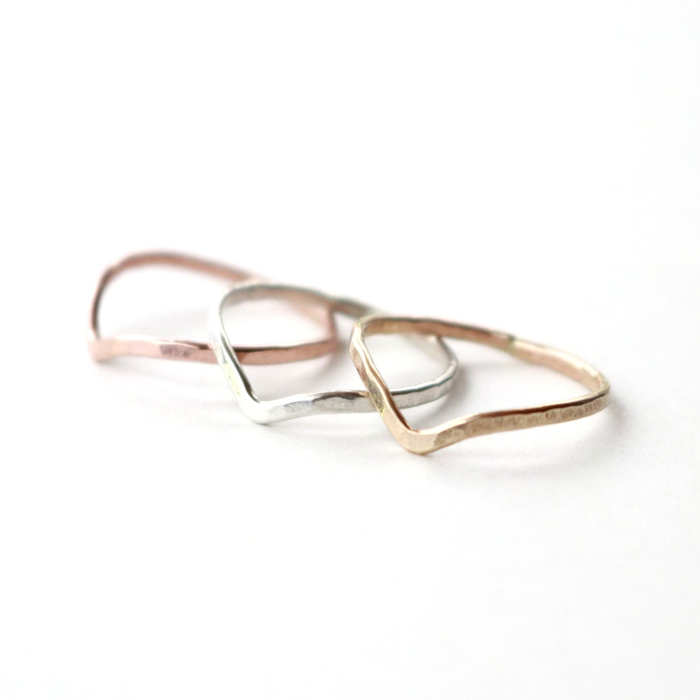 Gold Or Silver Chevron Stacking Ring-Womens-LittleGreenRoomJewelry-LittleGreenRoomJewelry