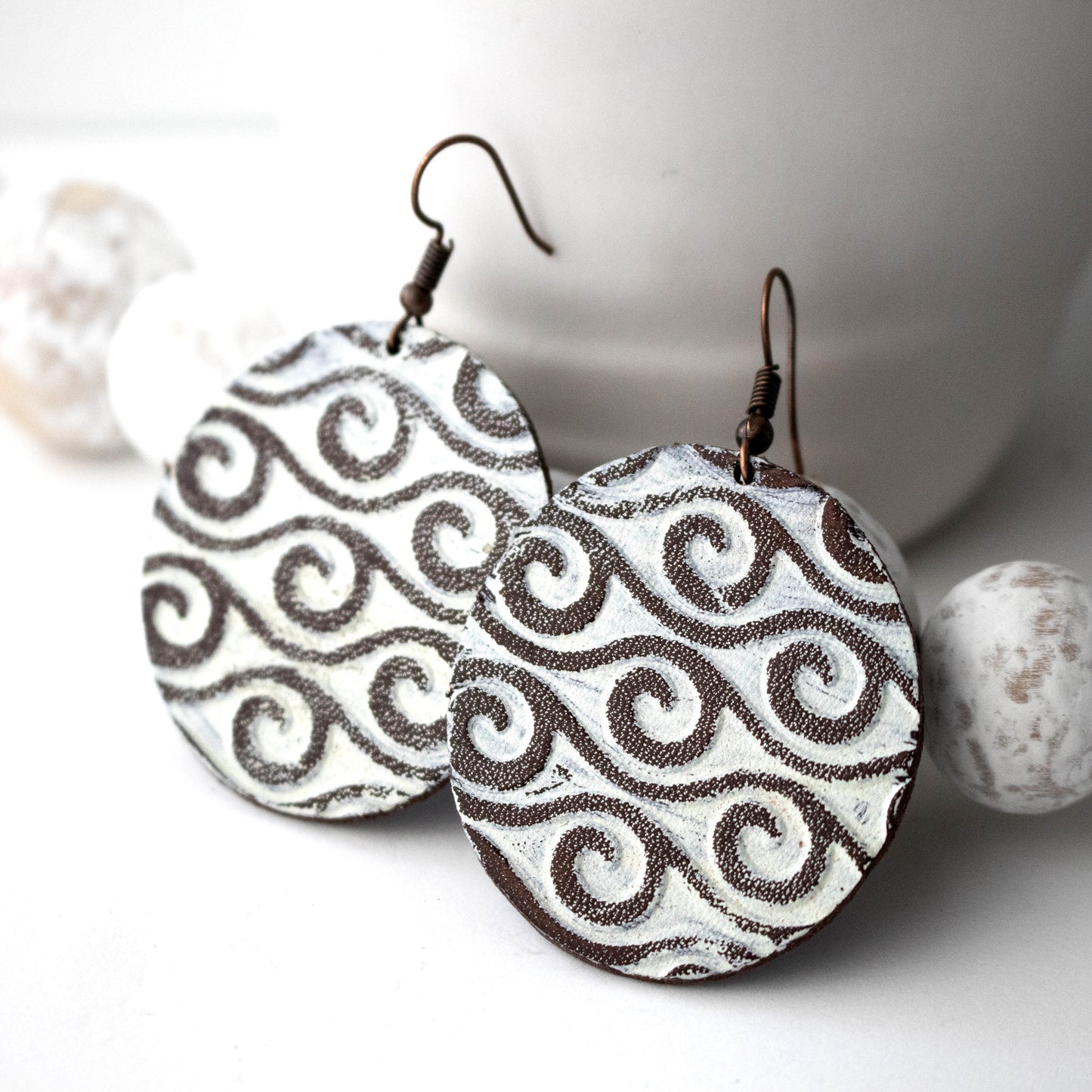 Beach Waves Leather Earrings-Womens-LittleGreenRoomJewelry-LittleGreenRoomJewelry