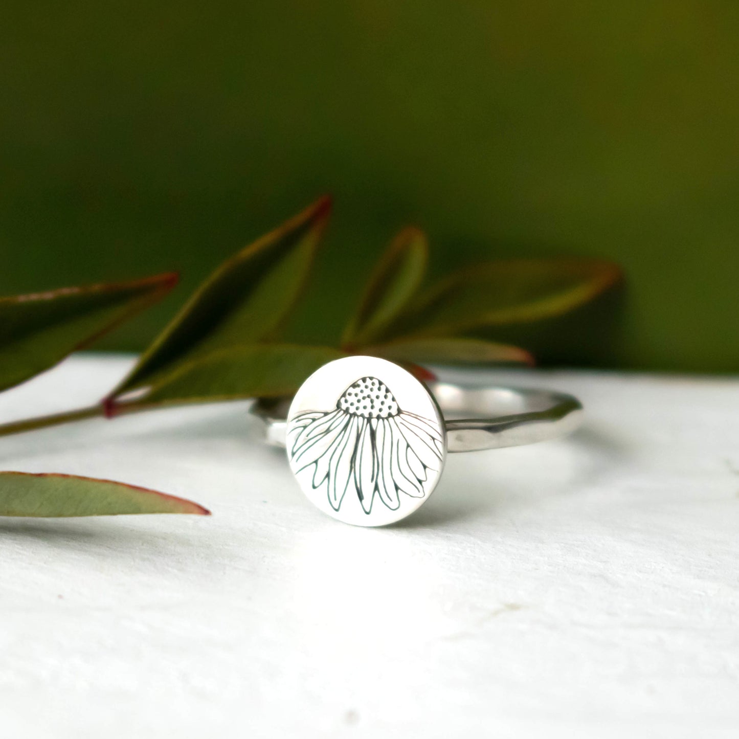 Echinacea Flower Ring-Womens-LittleGreenRoomJewelry-LittleGreenRoomJewelry