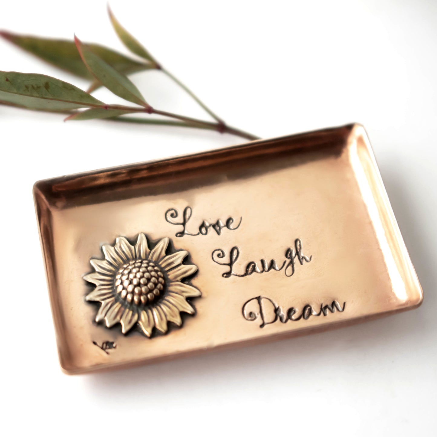 Copper Sunflower Ring Dish-accessories-LittleGreenRoomJewelry-LittleGreenRoomJewelry