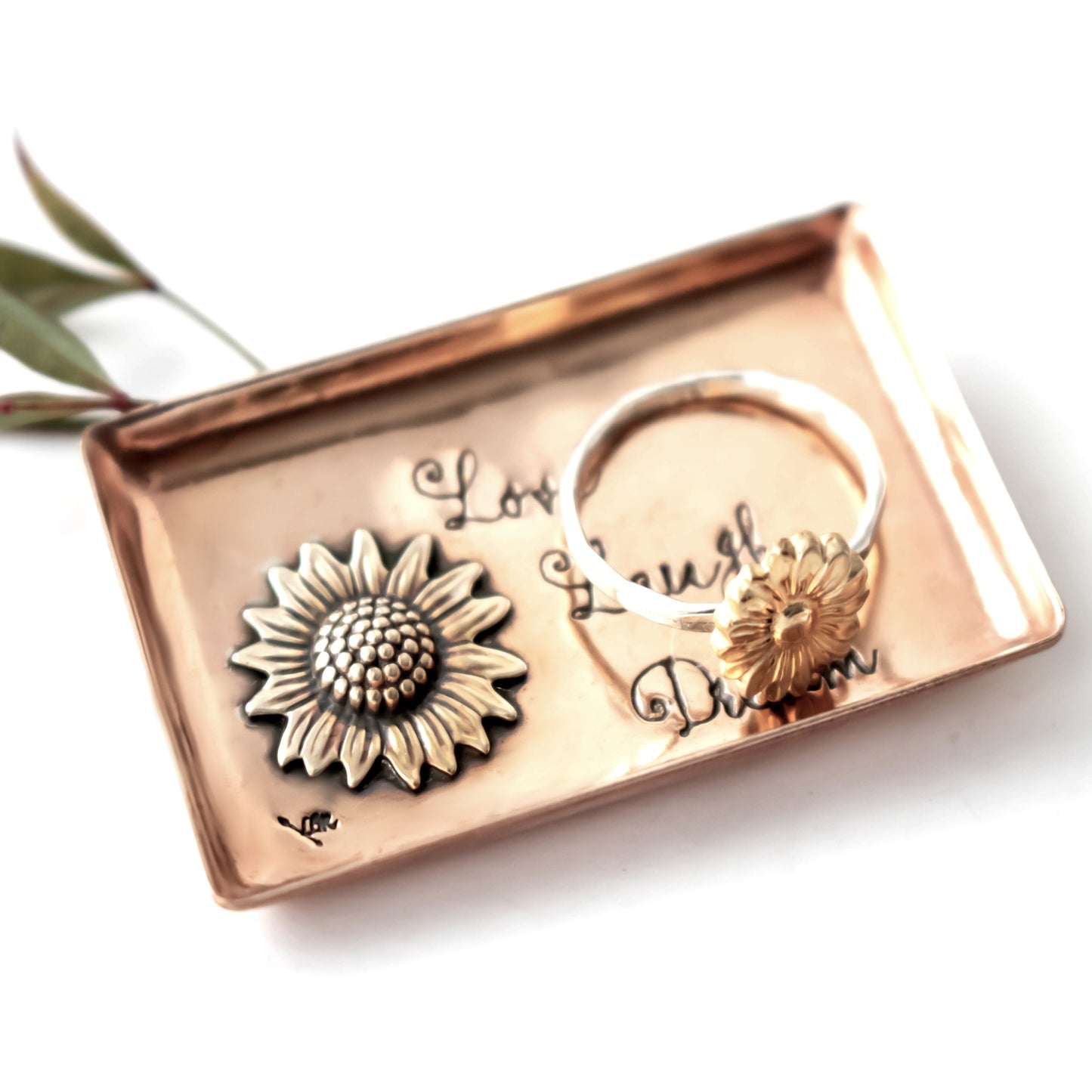 Copper Sunflower Ring Dish-accessories-LittleGreenRoomJewelry-LittleGreenRoomJewelry