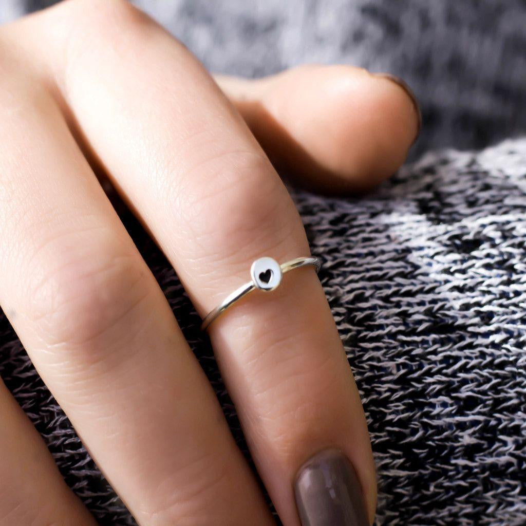 Little Heart Stacking Ring- Sterling Heart Ring-Womens-LittleGreenRoomJewelry-LittleGreenRoomJewelry