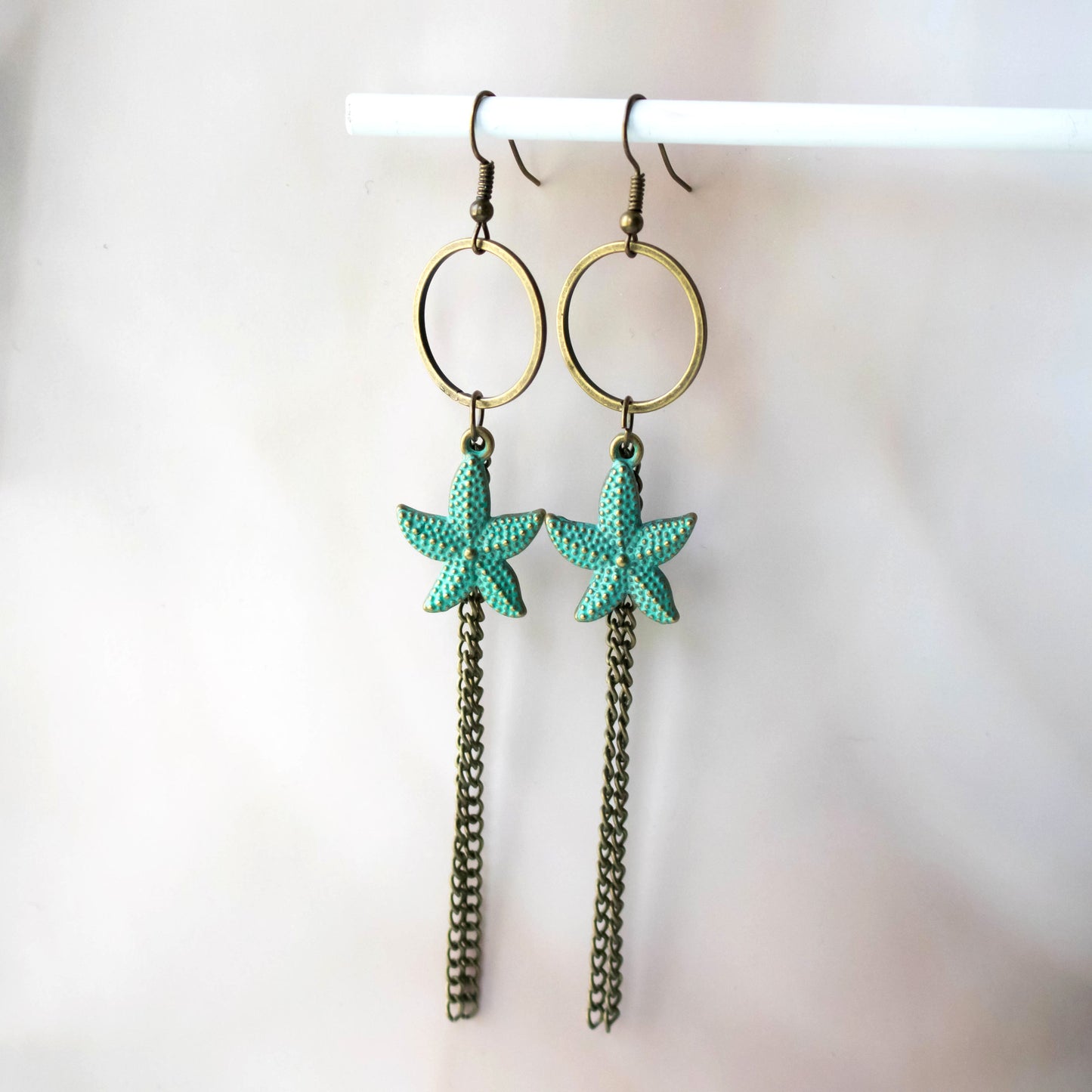 Painted Star Fish Earrings-Womens-LittleGreenRoomJewelry-LittleGreenRoomJewelry
