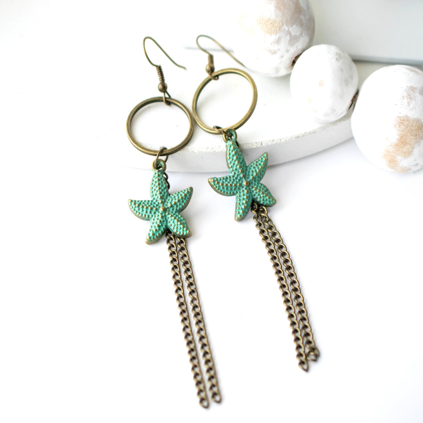Painted Star Fish Earrings-Womens-LittleGreenRoomJewelry-LittleGreenRoomJewelry