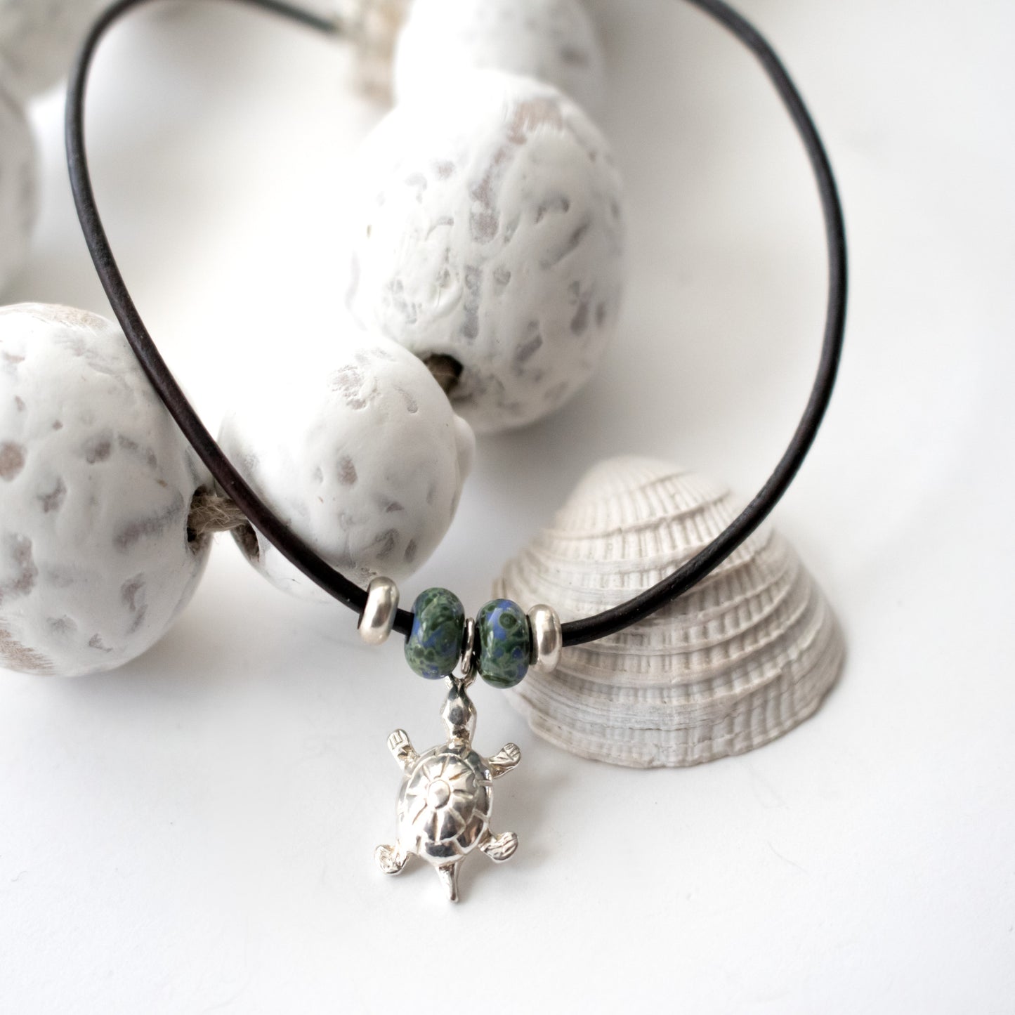 Little Sea Turtle Leather Ankle Bracelet-Womens-LittleGreenRoomJewelry-LittleGreenRoomJewelry