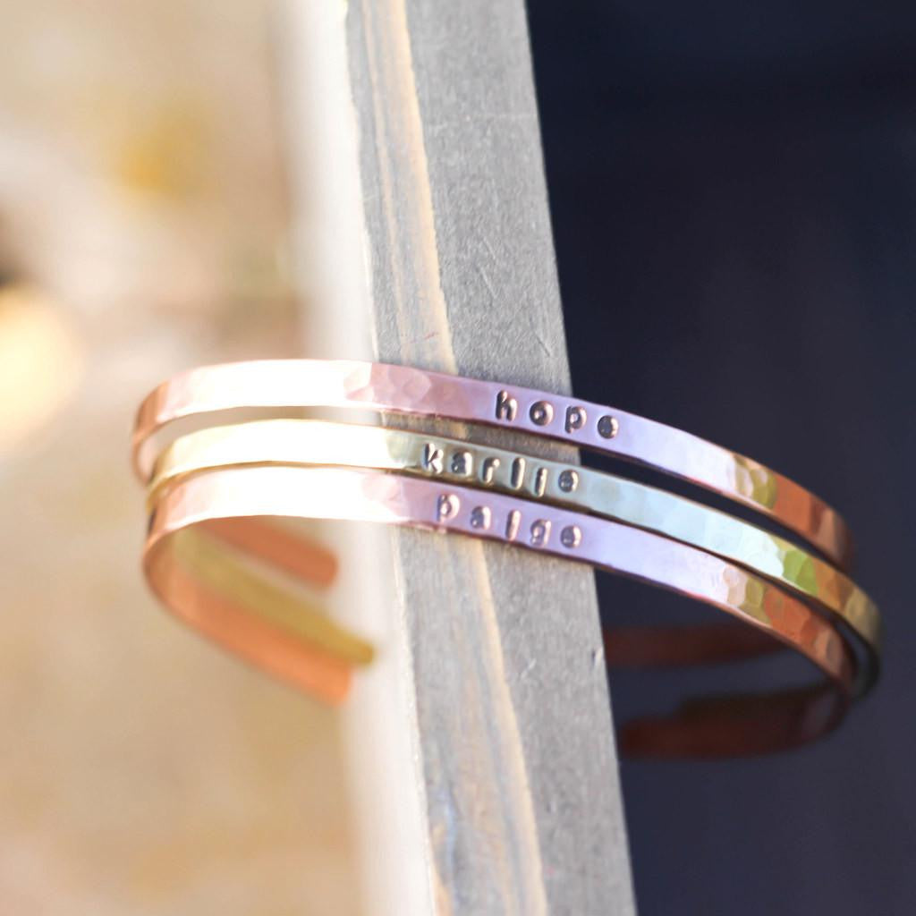 Custom Hammered Cuff Bracelets-Womens-LittleGreenRoomJewelry-LittleGreenRoomJewelry