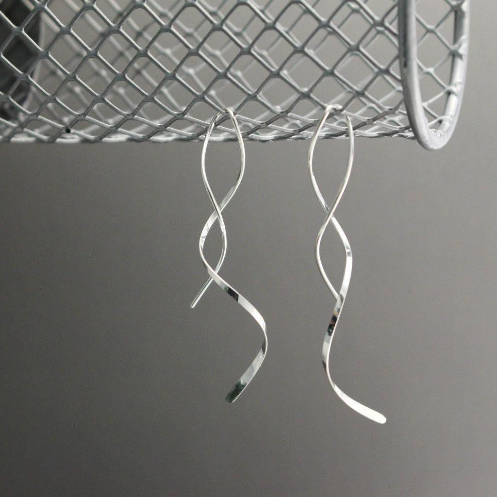 Modern Sterling Silver Twisted Vine Earrings-womens-LittleGreenRoomJewelry-LittleGreenRoomJewelry