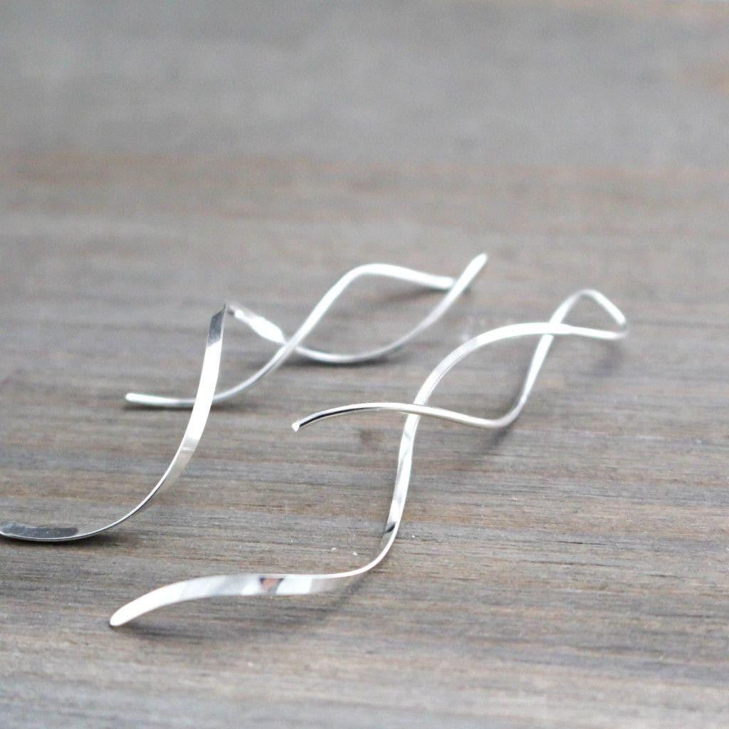 Modern Sterling Silver Twisted Vine Earrings-womens-LittleGreenRoomJewelry-LittleGreenRoomJewelry