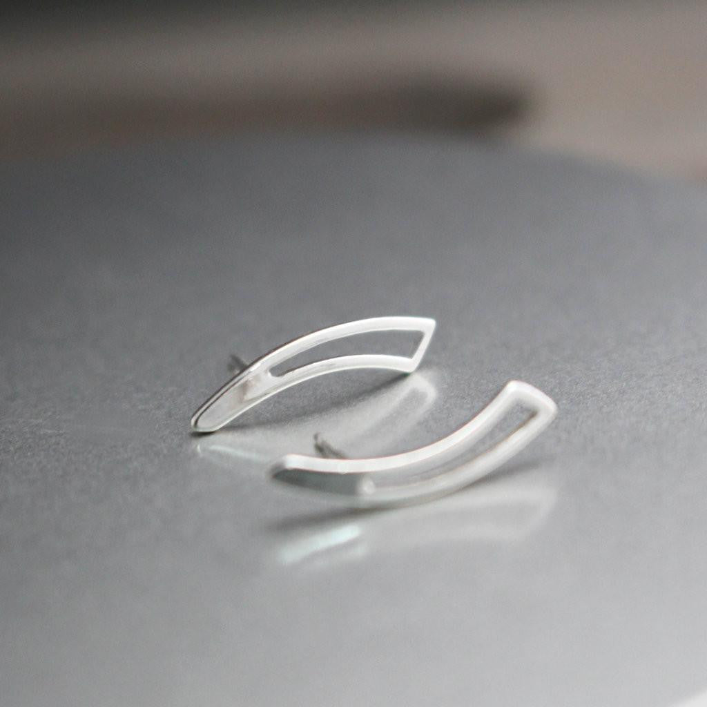 Mod Sterling Silver Ear Climber Earrings-Womens-LittleGreenRoomJewelry-LittleGreenRoomJewelry