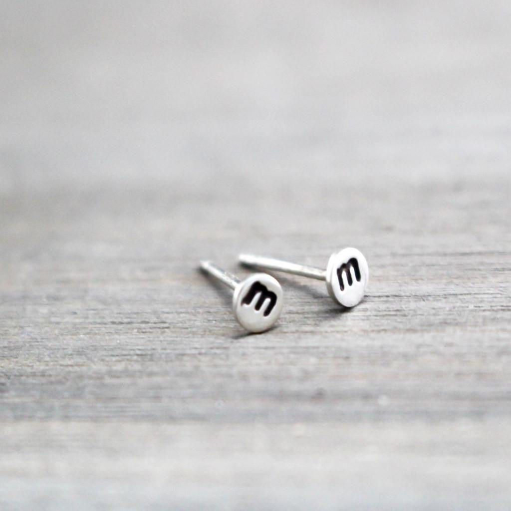 Personalized Initial Stud Earrings- Sterling Silver Studs-Womens-LittleGreenRoomJewelry-LittleGreenRoomJewelry