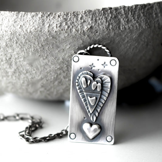 Artistic Heart Sterling Silver Heart Necklace-Womens-LittleGreenRoomJewelry-LittleGreenRoomJewelry
