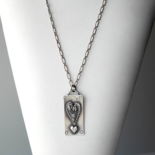 Artistic Heart Sterling Silver Heart Necklace-Womens-LittleGreenRoomJewelry-LittleGreenRoomJewelry