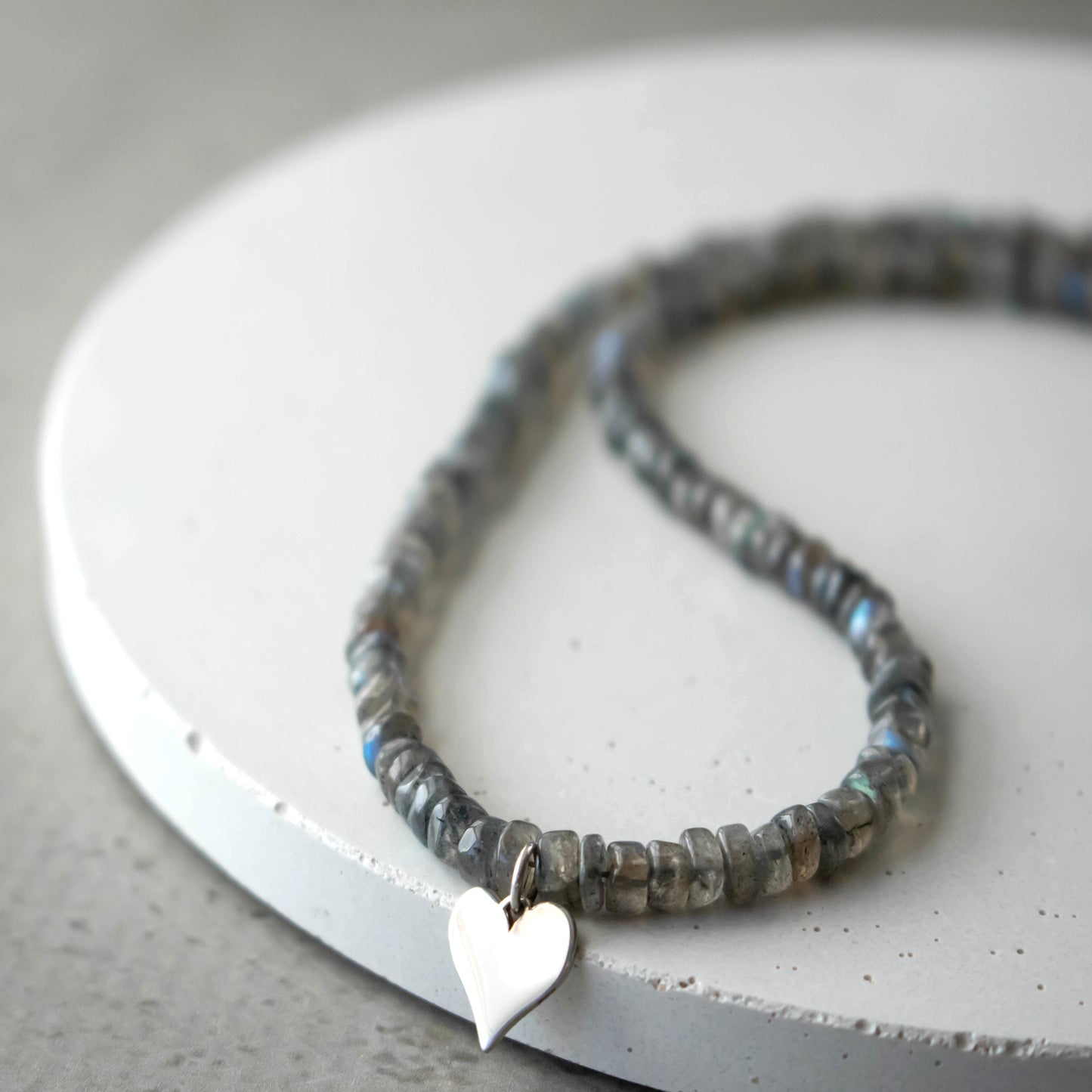 Elegant Labradorite Heart Necklace-Womens-LittleGreenRoomJewelry-LittleGreenRoomJewelry