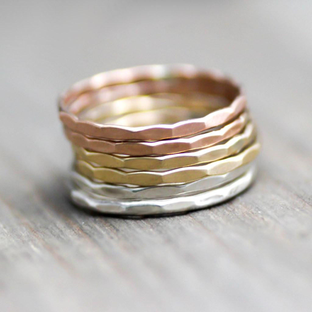 Custom Stack Rings - Gold Stack Rings - Sterling Silver Stacking Rings-Womens-LittleGreenRoomJewelry-LittleGreenRoomJewelry